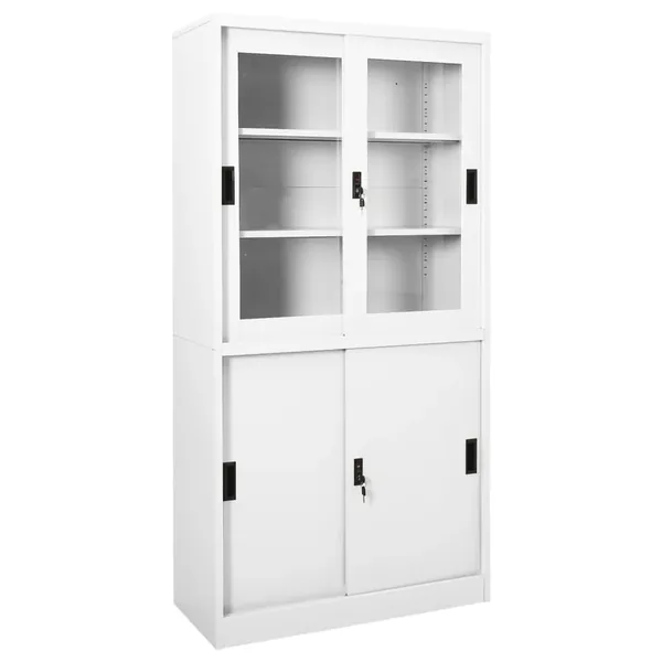 Armoire de bureau et porte coulissante Blanc 90x40x180 cm Acier