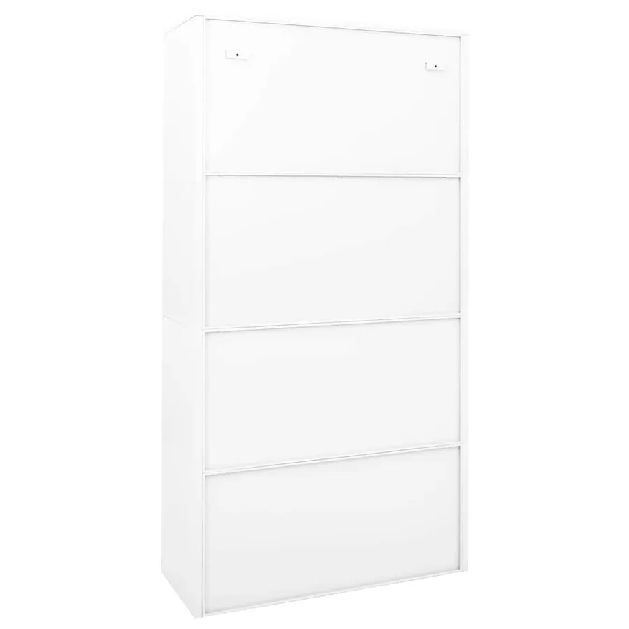 Armoire de bureau et porte coulissante Blanc 90x40x180 cm Acier - 4