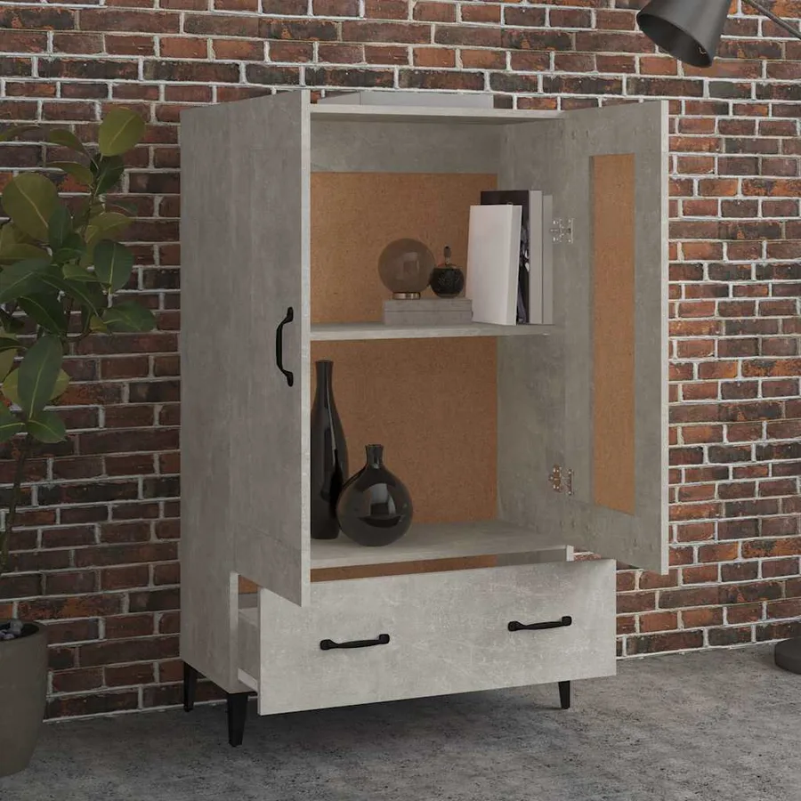 Buffet haut Gris béton 70x31x115 cm Bois d'ingénierie - 3