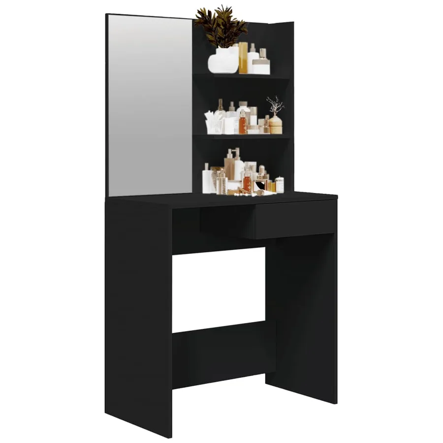 Coiffeuse avec miroir noir 74,5x40x141 cm - 4