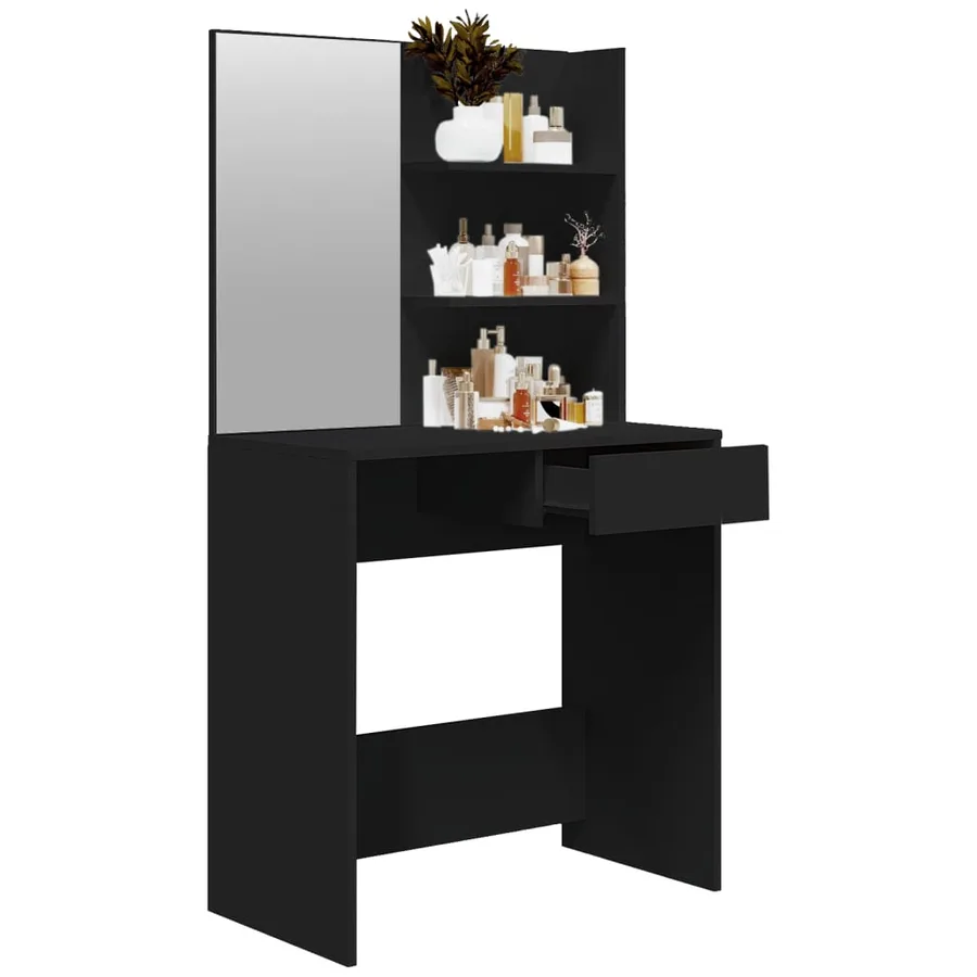 Coiffeuse avec miroir noir 74,5x40x141 cm - 5