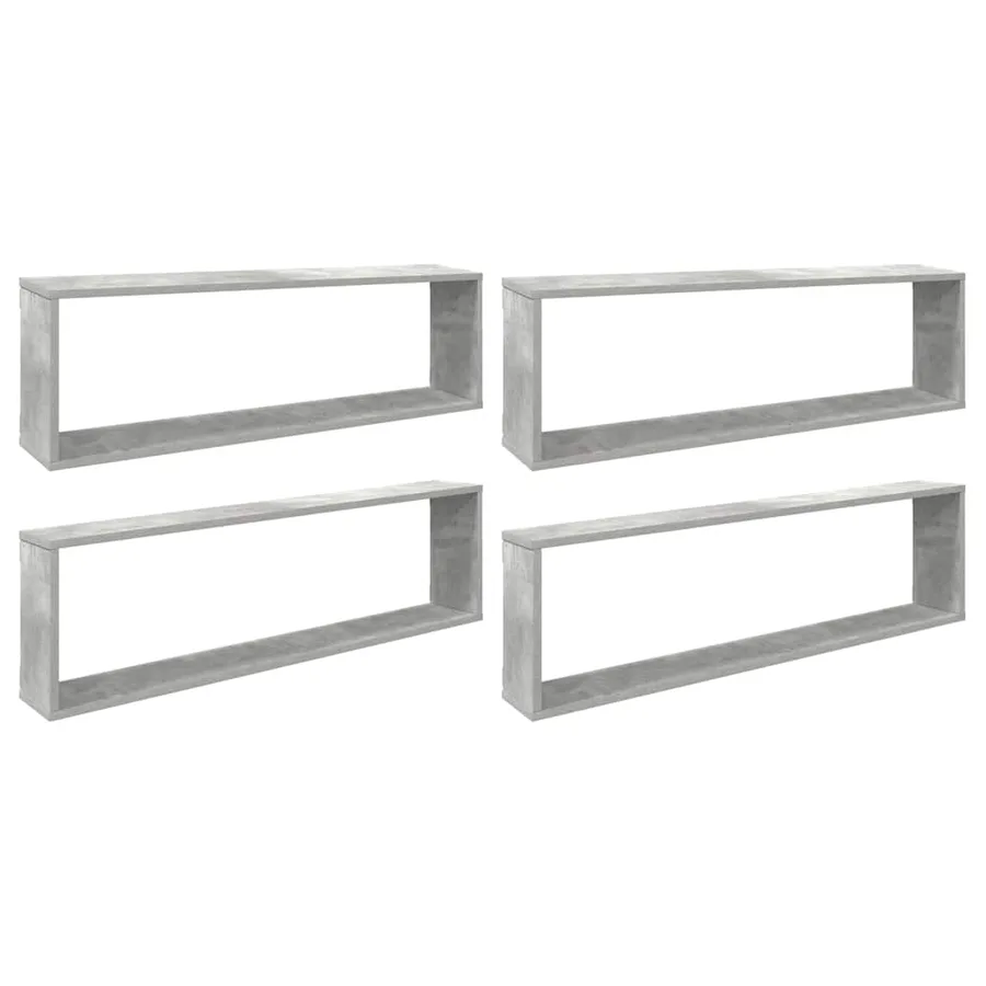 Étagères cube murales 4 pcs gris béton bois d'ingénierie - 2