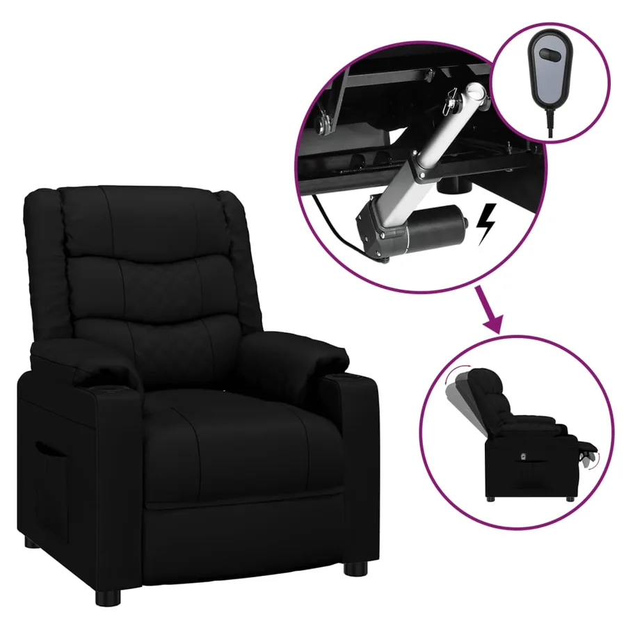 Fauteuil inclinable électrique Noir Similicuir - 2