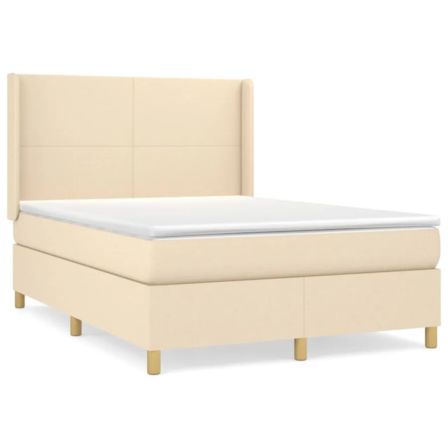 Sommier à lattes de lit avec matelas Crème 140x200 cm Tissu - 2