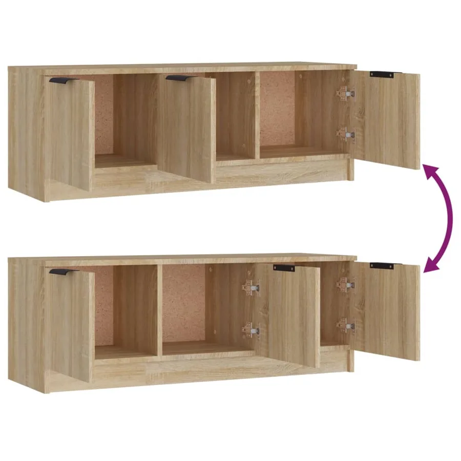 Meuble TV Chêne sonoma 102x35x36,5 cm Bois d'ingénierie - 9