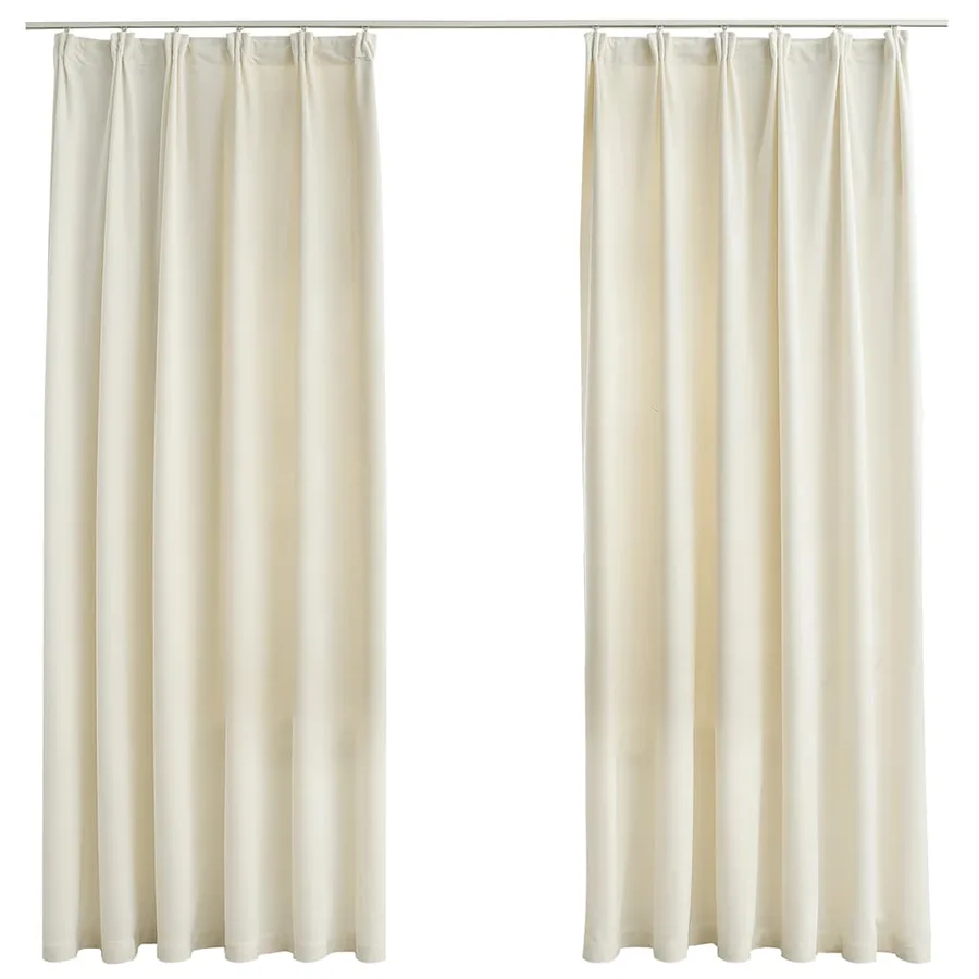 Rideaux occultants avec crochets 2 pcs Velours Crème 140x175 cm - 2