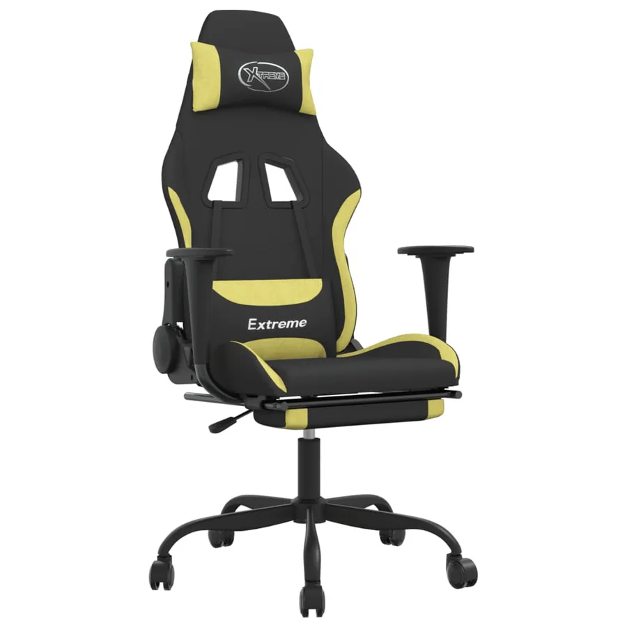 Chaise de jeu de massage avec repose-pied Noir et vert clair - 2