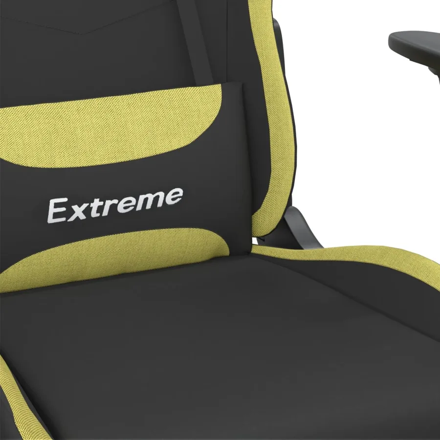 Chaise de jeu de massage avec repose-pied Noir et vert clair - 9