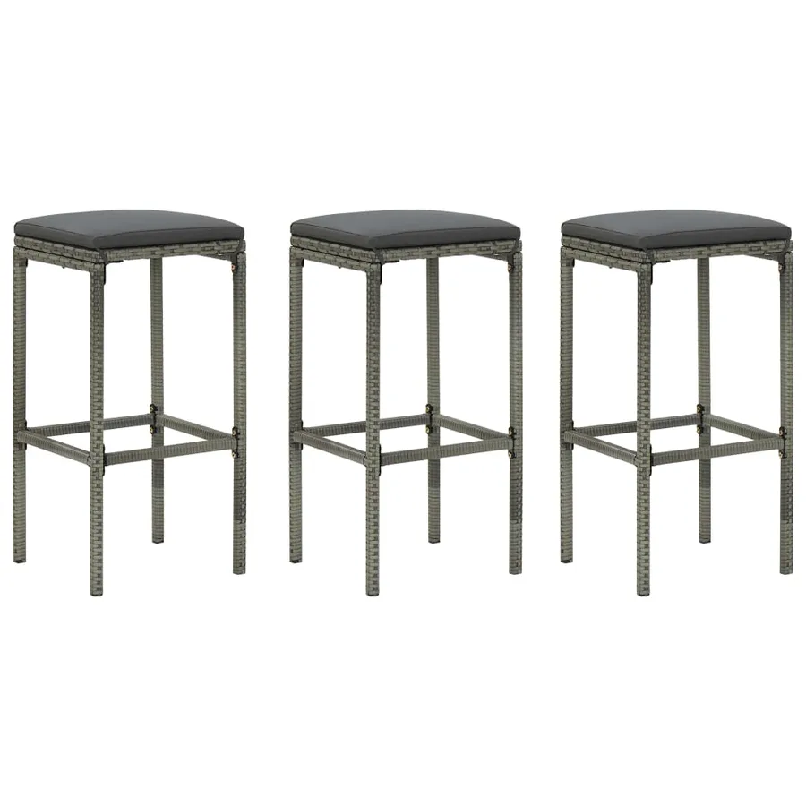 Ensemble de bar de jardin avec coussins 4 pcs Gris - 3