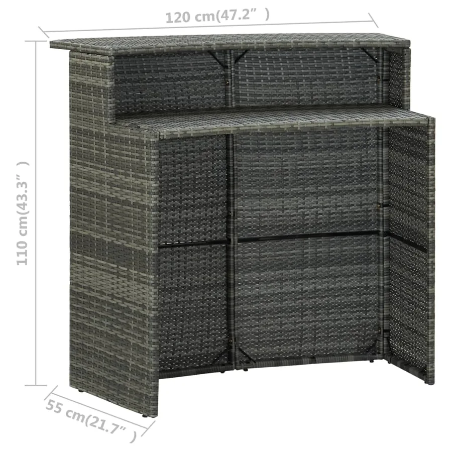 Ensemble de bar de jardin avec coussins 4 pcs Gris - 8