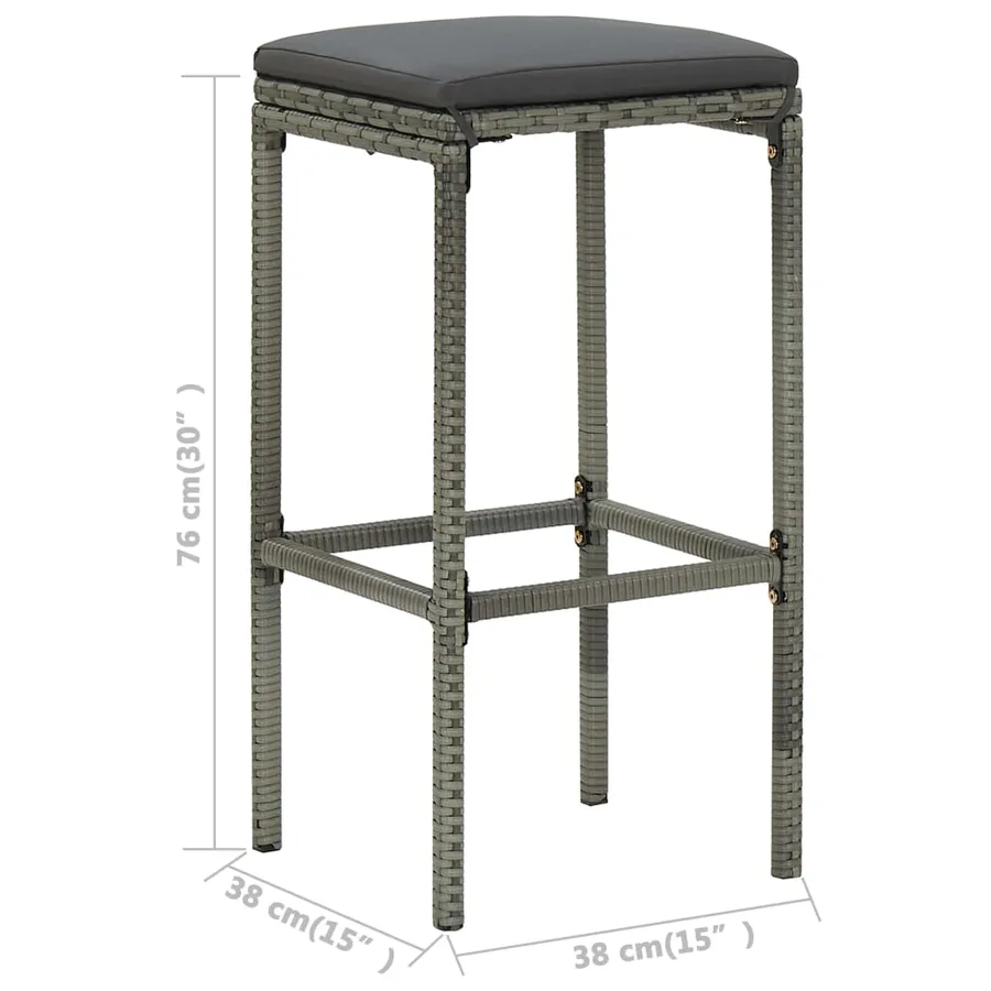 Ensemble de bar de jardin avec coussins 4 pcs Gris - 9