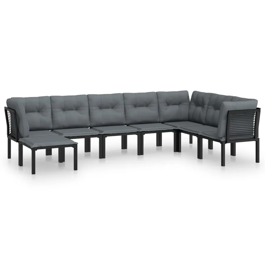 Salon de jardin 8 pcs noir et gris résine tressée - 2