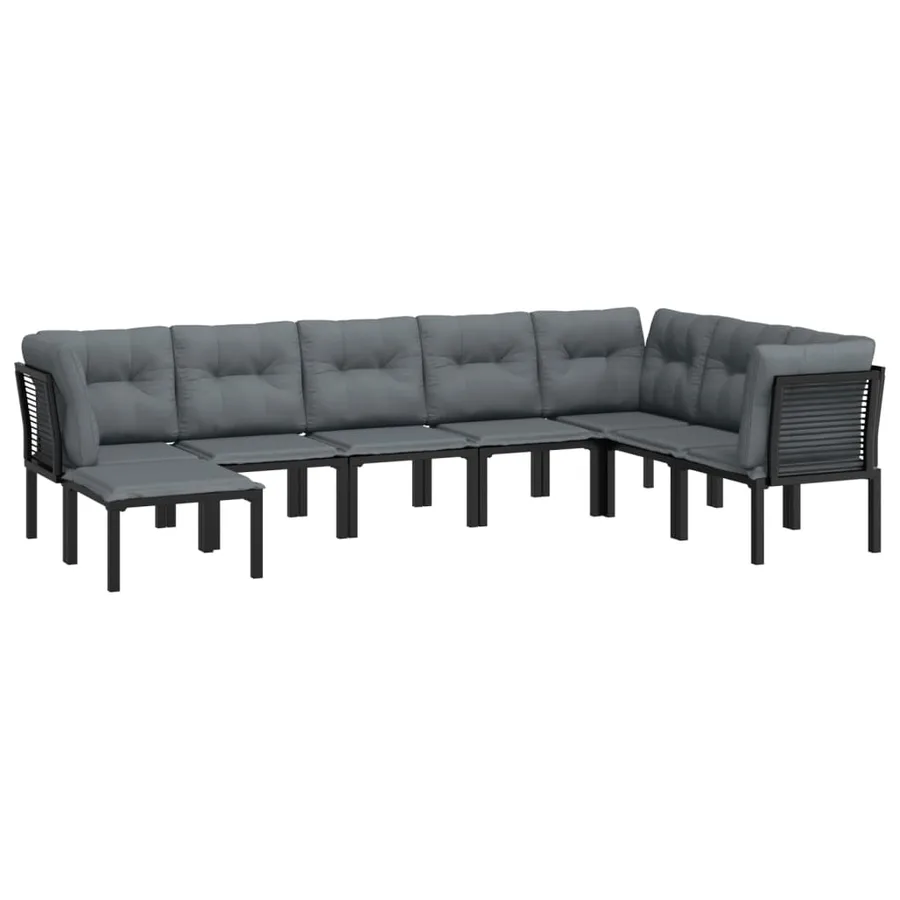 Salon de jardin 8 pcs noir et gris résine tressée - 3