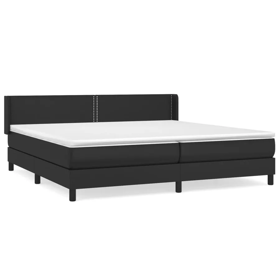 Sommier à lattes de lit avec matelas Noir 200x200 cm Similicuir - 2