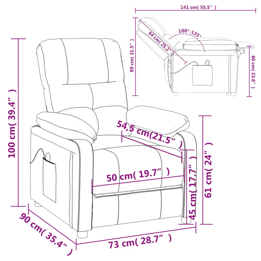 Fauteuil inclinable électrique Noir Tissu - 12