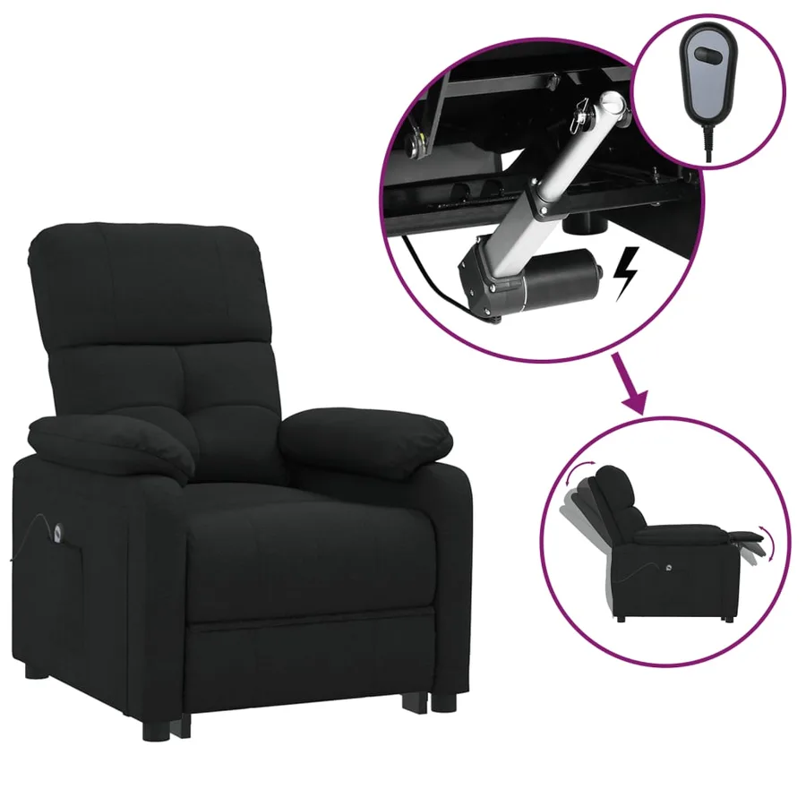 Fauteuil inclinable électrique Noir Tissu - 2