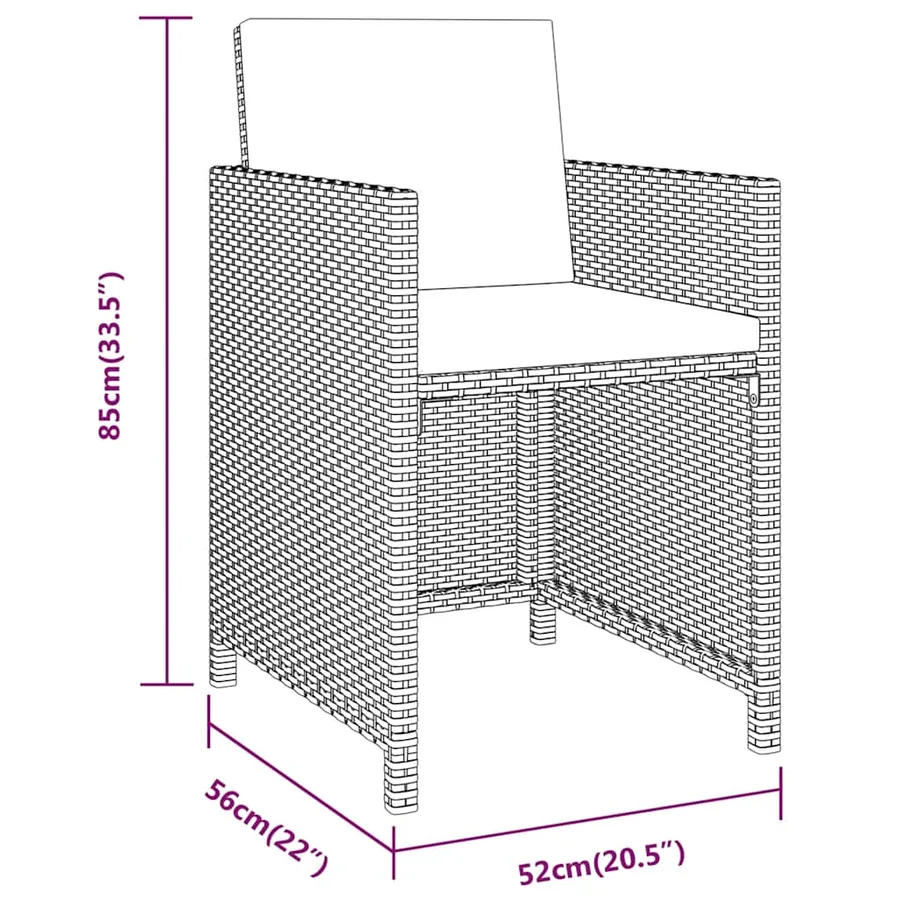 Ensemble à manger de jardin avec coussins 3 pcs noir - 10