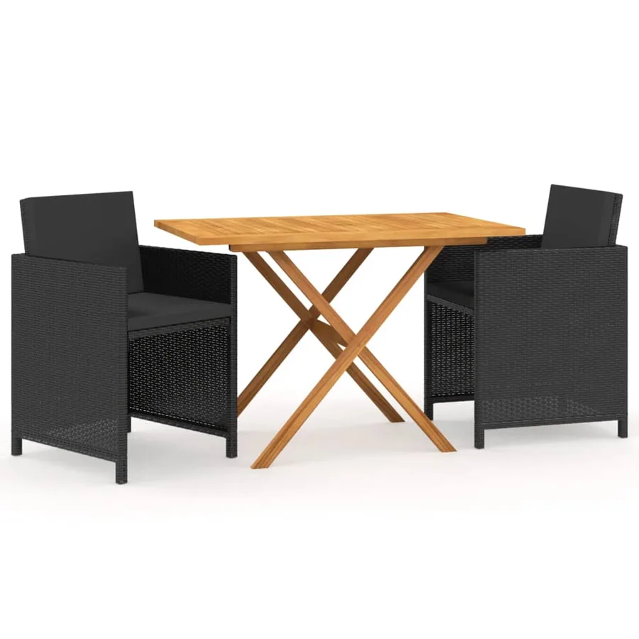 Ensemble à manger de jardin avec coussins 3 pcs noir - 2