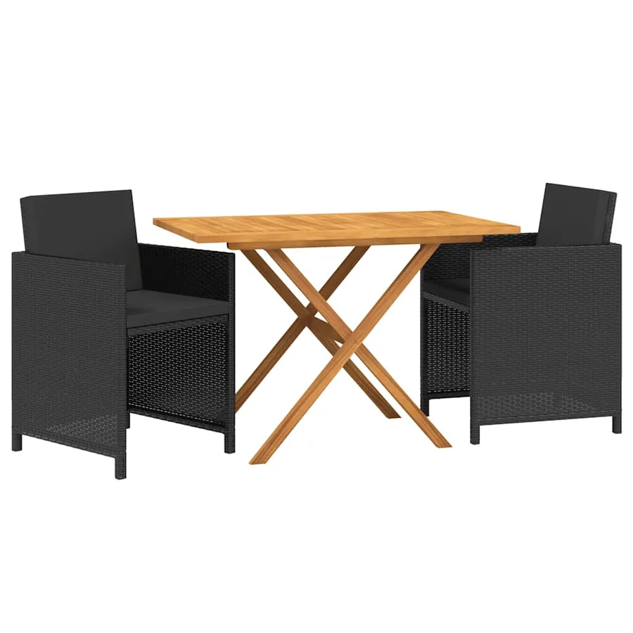 Ensemble à manger de jardin avec coussins 3 pcs noir - 3