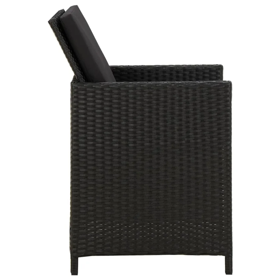 Ensemble à manger de jardin avec coussins 3 pcs noir - 8