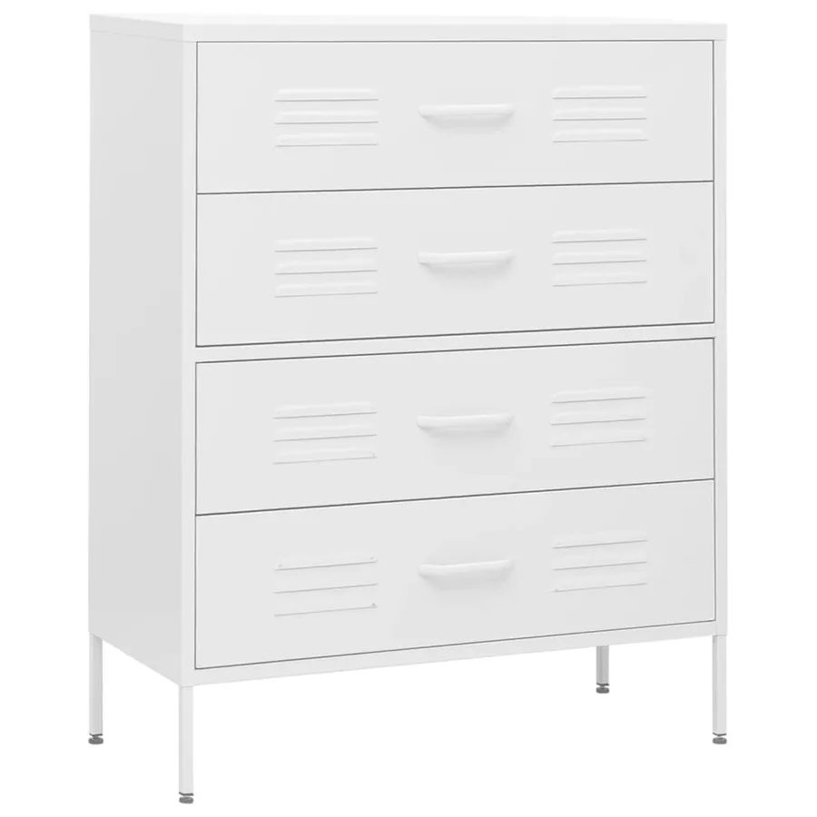 Commode Blanc 80x35x101,5 cm Acier - 2