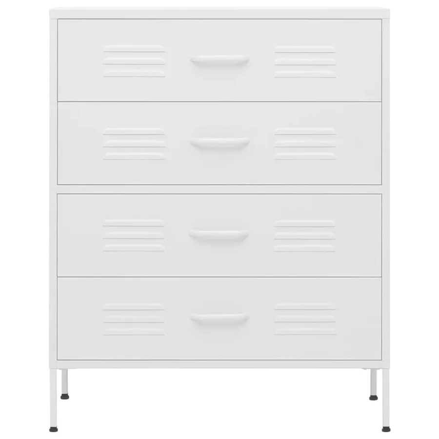 Commode Blanc 80x35x101,5 cm Acier - 3