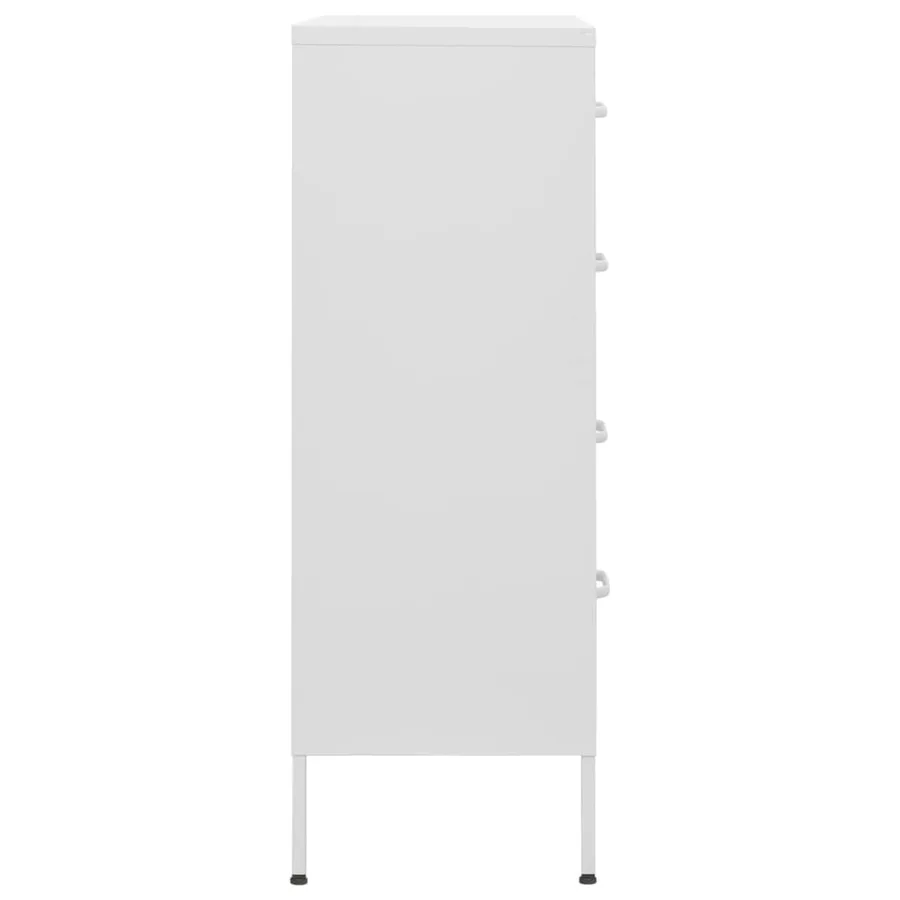 Commode Blanc 80x35x101,5 cm Acier - 4