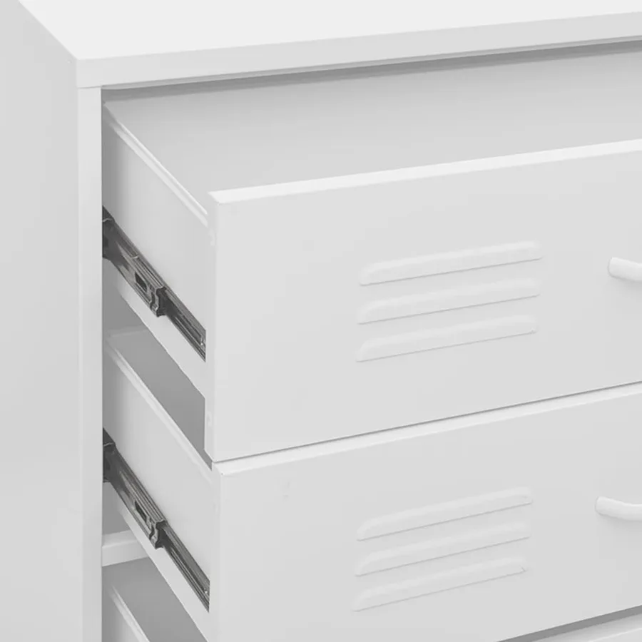 Commode Blanc 80x35x101,5 cm Acier - 7