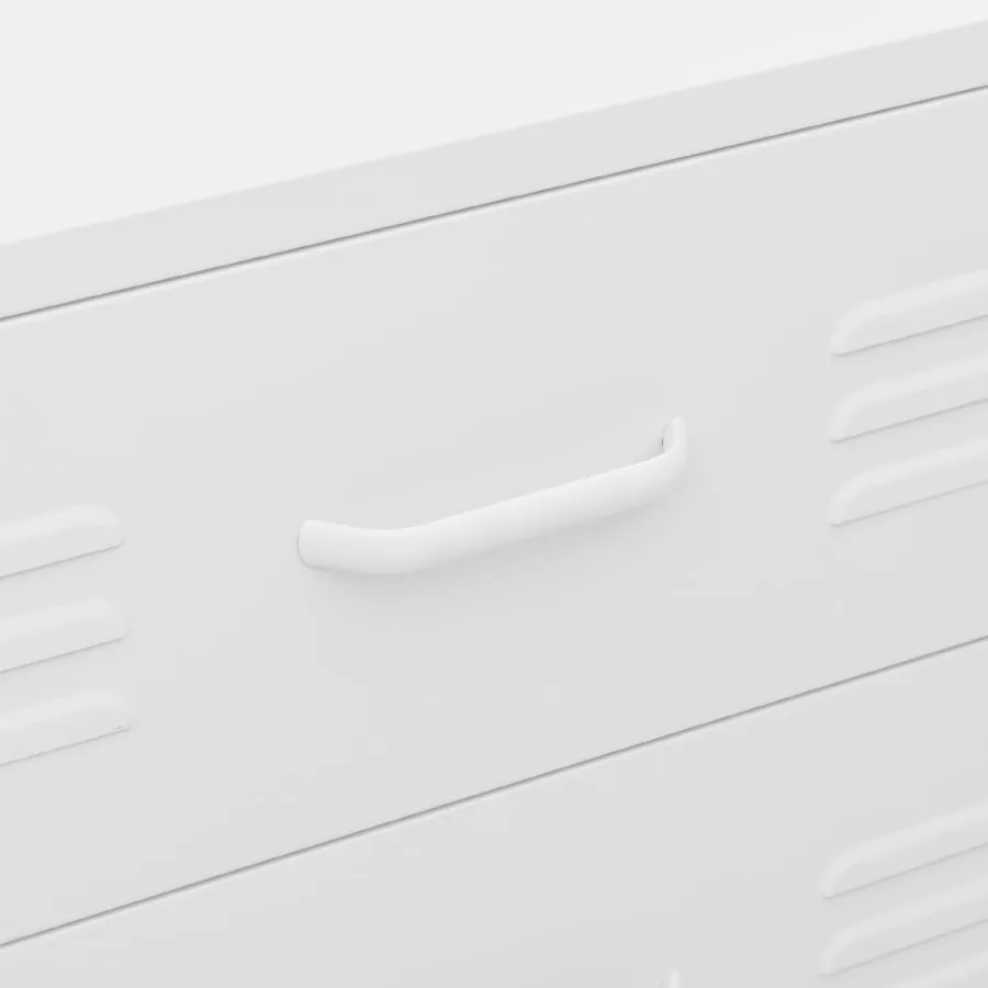 Commode Blanc 80x35x101,5 cm Acier - 8