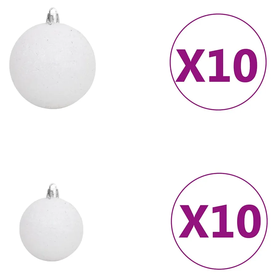 Arbre de Noël artificiel pré-éclairé et boules L 240 cm blanc - 12