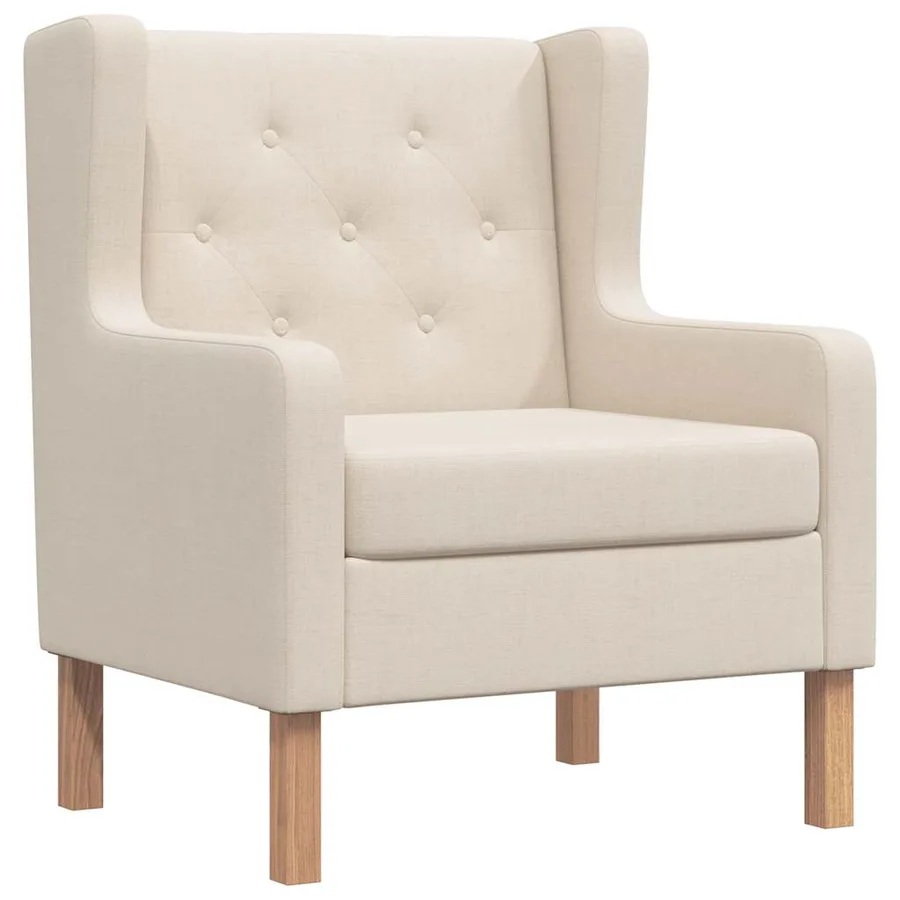 Fauteuil blanc crème tissu - 2