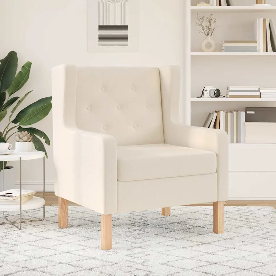 Fauteuil blanc crème tissu - 3