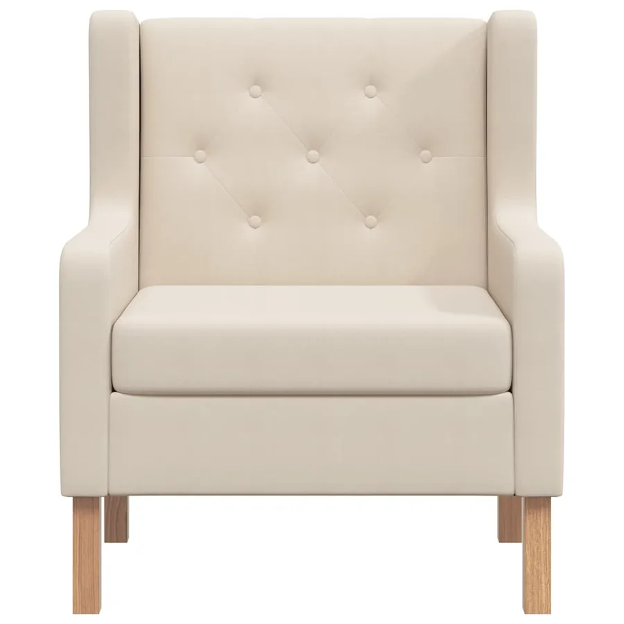 Fauteuil blanc crème tissu - 4