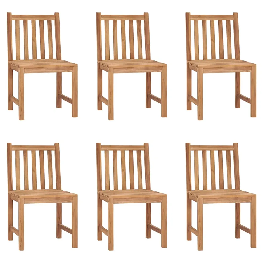 Chaises de jardin lot de 6 avec coussins Bois de teck massif - 2