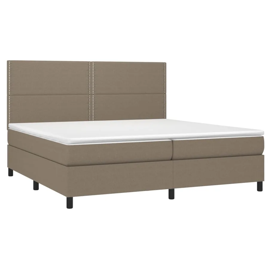 Sommier à lattes de lit et matelas et LED Taupe 200x200cm Tissu - 3