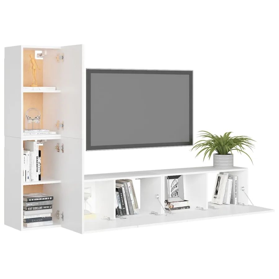 Ensemble de meubles TV 4 pcs Blanc Bois d'ingénierie - 3