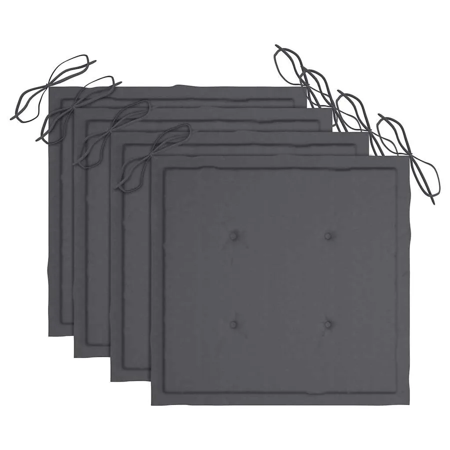 Chaises de jardin lot de 4 avec coussins anthracite Teck solide - 5
