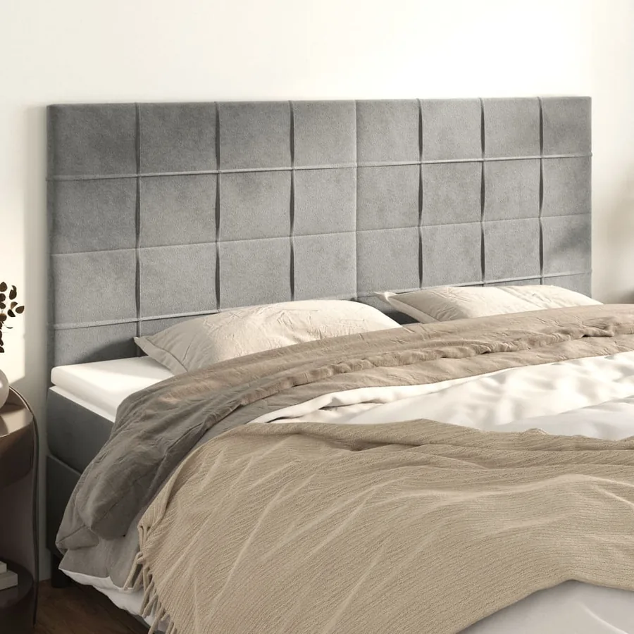 Tête de lit Gris clair 200x5x118/128 cm Velours