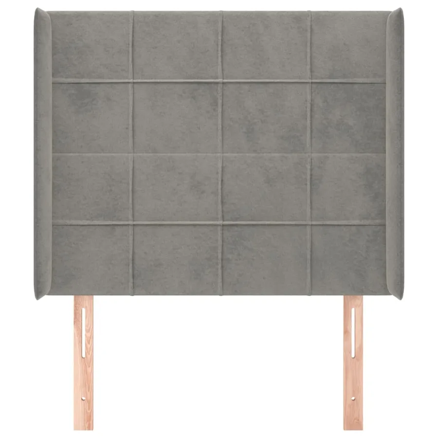 Tête de lit avec oreilles Gris clair 103x16x118/128 cm Velours - 3