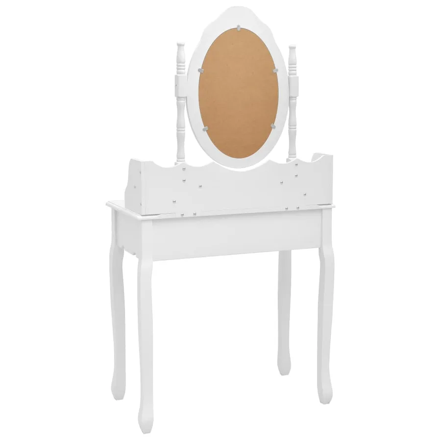 Ensemble de coiffeuse avec tabouret Blanc 75x69x140cm Paulownia - 5