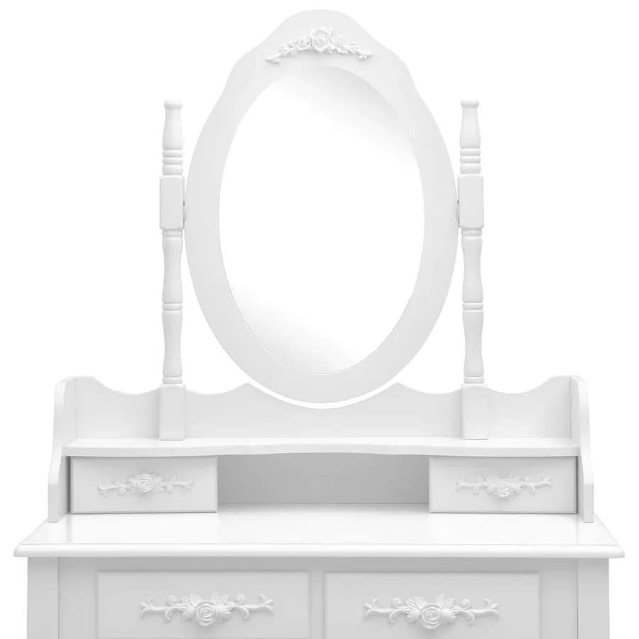Ensemble de coiffeuse avec tabouret Blanc 75x69x140cm Paulownia - 6