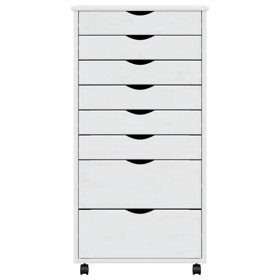 Armoire roulante avec tiroirs MOSS blanc bois de pin solide - 5