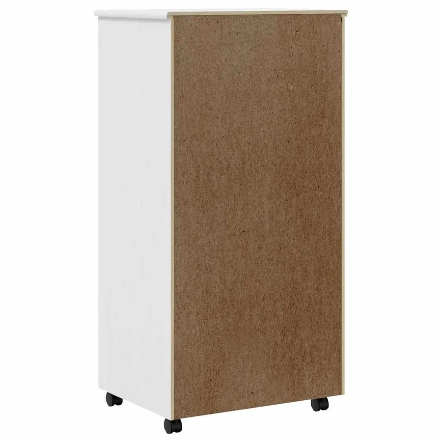 Armoire roulante avec tiroirs MOSS blanc bois de pin solide - 6