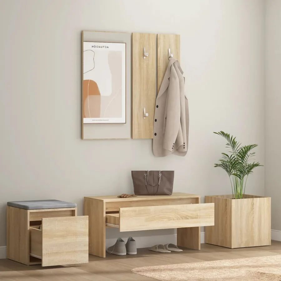 Ensemble de meubles de couloir Chêne Sonoma Bois d'ingénierie - 3