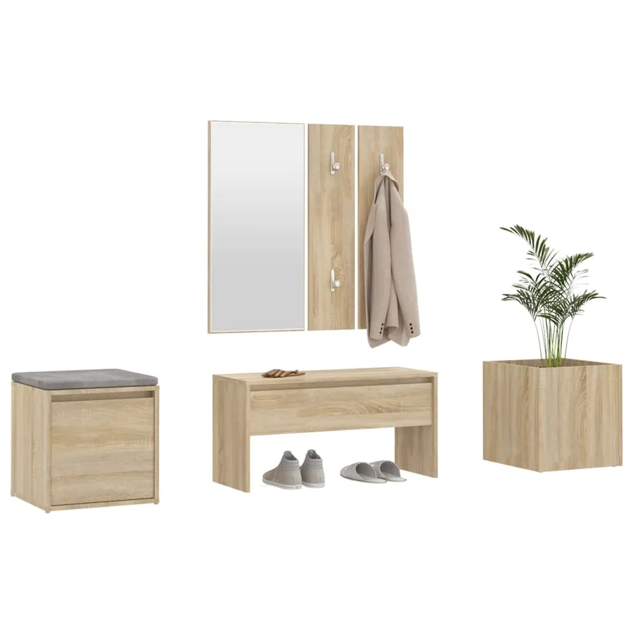 Ensemble de meubles de couloir Chêne Sonoma Bois d'ingénierie - 4