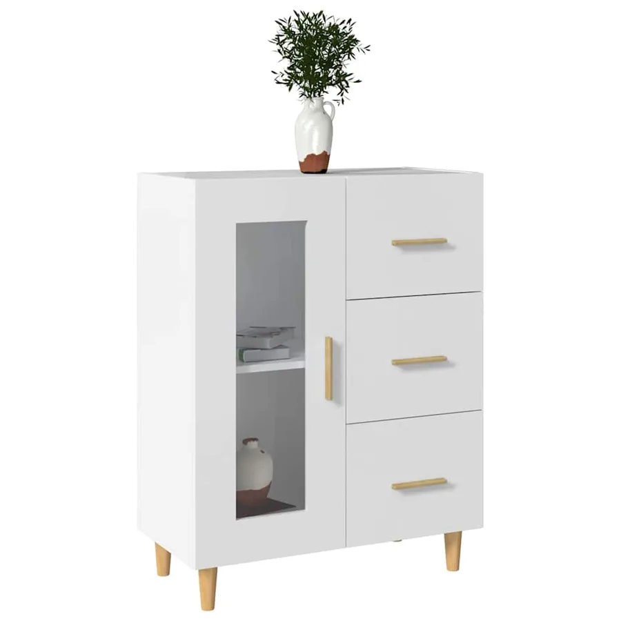 Buffet blanc 69,5x34x90 cm bois d'ingénierie - 4