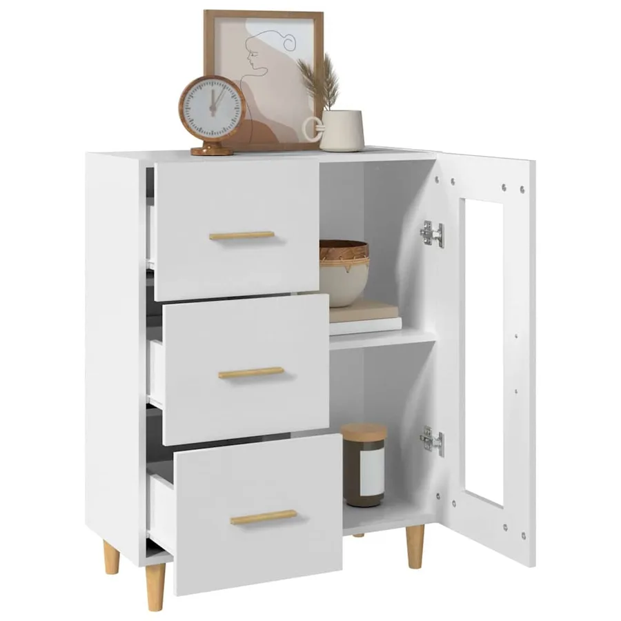 Buffet blanc 69,5x34x90 cm bois d'ingénierie - 5