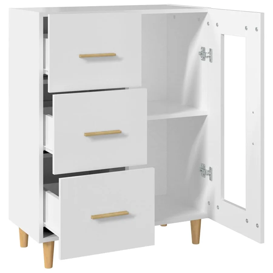 Buffet blanc 69,5x34x90 cm bois d'ingénierie - 8