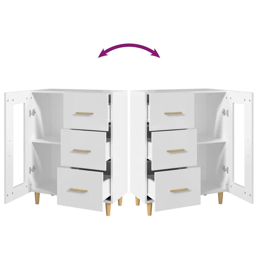 Buffet blanc 69,5x34x90 cm bois d'ingénierie - 9