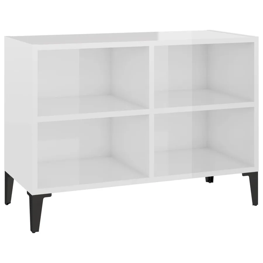 Meuble TV avec pieds en métal Blanc brillant 69,5x30x50 cm - 2
